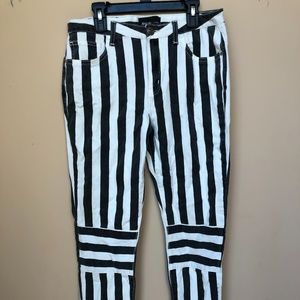 Nasty Gal black and white striped skinny pants